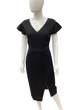 NWT Kimora Lee Simmons Dress Women’s Size 10 Flared Ruffled Short Sleeve Black
